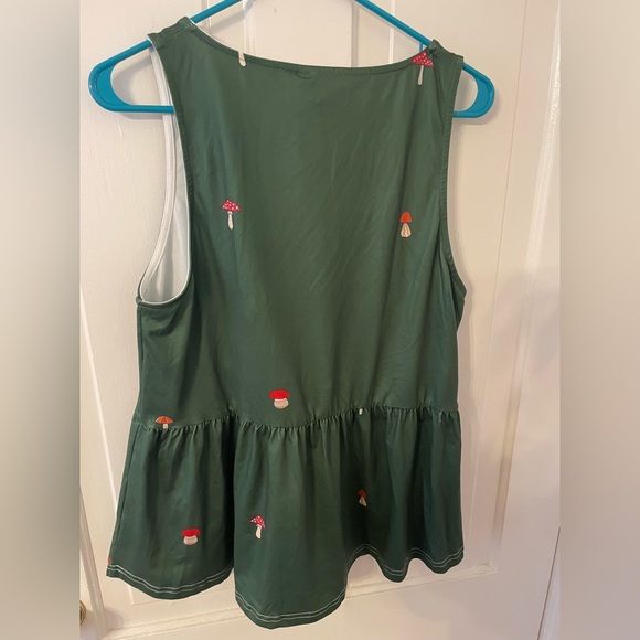 PINK DAISY baby doll green mushroom top Sz L - Picture 4 of 6